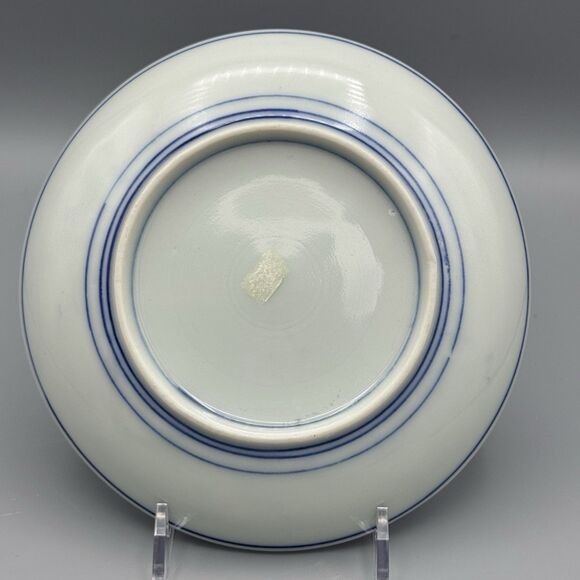 Vtg Unmarked Asian Geisha Girls Near Water Porcelain Decorative Plate Blue White - Picture 3 of 6